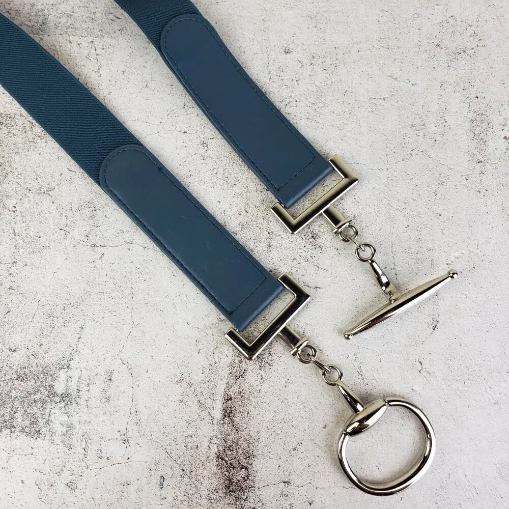 ARTIZAN by Robin Barre Belt Horsebit Toggle Buckle Vegan Leather Blue size M/L